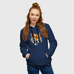 Толстовка-худи хлопковая женская Тигр, цвет: тёмно-синий — фото 2