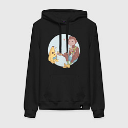 Толстовка-худи хлопковая женская Манки и Банан, цвет: черный