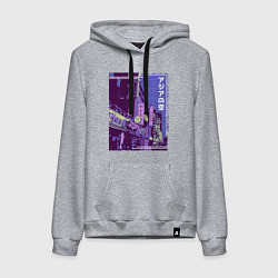 Толстовка-худи хлопковая женская Neon Asian Street Vaporwave, цвет: меланж