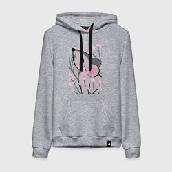 Толстовка-худи хлопковая женская Мышка и сакура, цвет: меланж