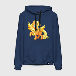 Толстовка-худи хлопковая женская Золотой единорожка, цвет: тёмно-синий