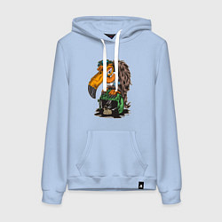 Толстовка-худи хлопковая женская Злой стервятник, цвет: мягкое небо