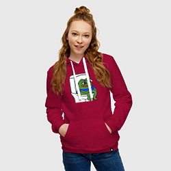 Толстовка-худи хлопковая женская Лягушонок пепе, цвет: маджента — фото 2