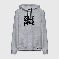 Толстовка-худи хлопковая женская One Piece Большой куш лого, цвет: меланж