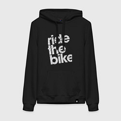 Толстовка-худи хлопковая женская Ride the bike, цвет: черный