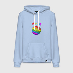 Толстовка-худи хлопковая женская Поп ит круглый, цвет: мягкое небо