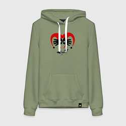 Толстовка-худи хлопковая женская Черная метка - Алиса, цвет: авокадо