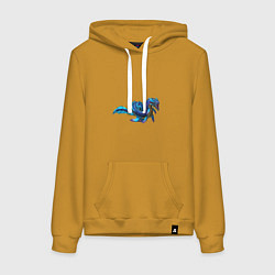 Толстовка-худи хлопковая женская Глубинный левиафан, цвет: горчичный