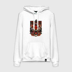 Толстовка-худи хлопковая женская Red Tiger, цвет: белый