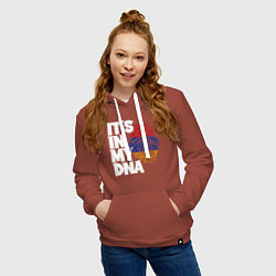 Толстовка-худи хлопковая женская ДНК - Армения, цвет: кирпичный — фото 2