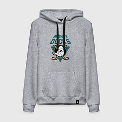 Толстовка-худи хлопковая женская Анахайм Дакс, Mighty Ducks, цвет: меланж