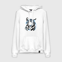 Толстовка-худи хлопковая женская Line Blue Tiger, цвет: белый