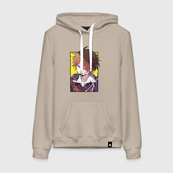 Толстовка-худи хлопковая женская Тарталья в бою, цвет: миндальный