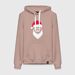 Толстовка-худи хлопковая женская Санта ХО-ХО-ХО арт, цвет: пыльно-розовый