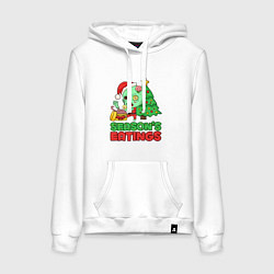Толстовка-худи хлопковая женская Christmas Zombie, цвет: белый