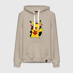 Женская толстовка-худи ПИКАЧУ И СЕРДЕЧКО POKENON PIKACHU LOVE