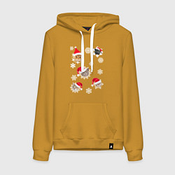 Женская толстовка-худи Новогодние Коты в Шапках