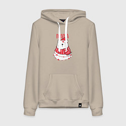 Толстовка-худи хлопковая женская Family Mama Bear, цвет: миндальный