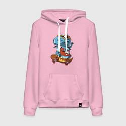 Толстовка-худи хлопковая женская The dinosaur Skater, цвет: светло-розовый