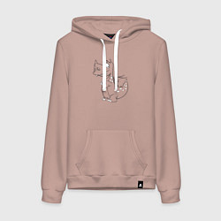Толстовка-худи хлопковая женская Дракоша игривый, цвет: пыльно-розовый