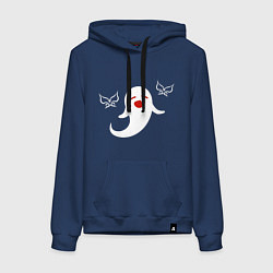 Толстовка-худи хлопковая женская Призрак Ху Тао улыбается Genshin Impact, цвет: тёмно-синий