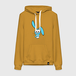 Женская толстовка-худи Заяц пучеглазый голубенький