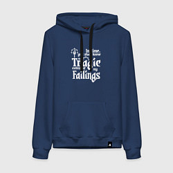 Толстовка-худи хлопковая женская DARKEST DUNGEON LOGO WHITE, цвет: тёмно-синий