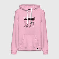 Толстовка-худи хлопковая женская BLACKPINK АВТОГРАФЫ ЧЁРНЫЙ БЛЭКПИНК, цвет: светло-розовый