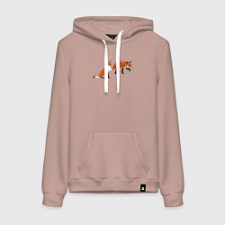 Толстовка-худи хлопковая женская Акварельные лисы пара, цвет: пыльно-розовый