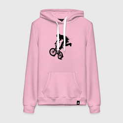 Толстовка-худи хлопковая женская ВЕЛОСПОРТ BMX Racing ВЕЛОСИПЕДИСТ, цвет: светло-розовый
