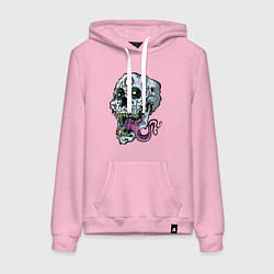 Толстовка-худи хлопковая женская Art skull 2022, цвет: светло-розовый