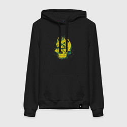 Толстовка-худи хлопковая женская Bad Label, цвет: черный