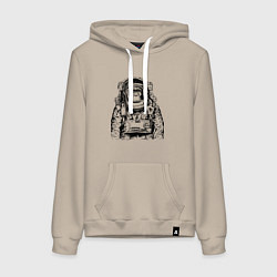 Толстовка-худи хлопковая женская Monkey Astronaut, цвет: миндальный