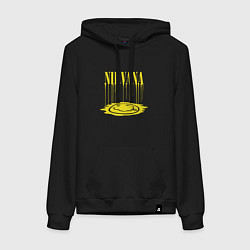 Толстовка-худи хлопковая женская Nirvana Логотип Нирвана, цвет: черный