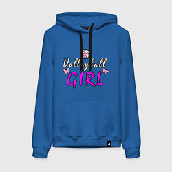 Толстовка-худи хлопковая женская Volleyball - Girl, цвет: синий