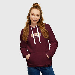 Толстовка-худи хлопковая женская МАРИН КИТАГАВА eyes, цвет: меланж-бордовый — фото 2
