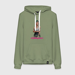 Толстовка-худи хлопковая женская Джуди Киберпанк Judy 18, цвет: авокадо