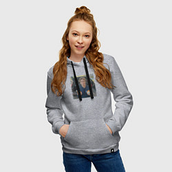 Толстовка-худи хлопковая женская Уиллем дефо и апельсины, цвет: меланж — фото 2