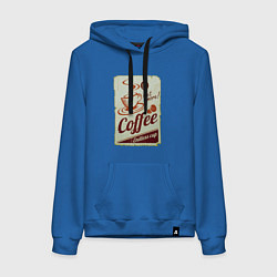Толстовка-худи хлопковая женская Coffee Cup Retro, цвет: синий