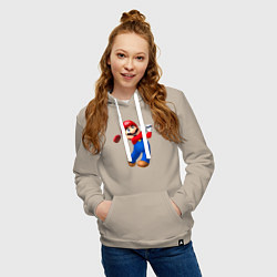 Толстовка-худи хлопковая женская Марио - крутейший гольфист Super Mario, цвет: миндальный — фото 2