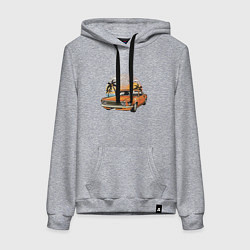 Толстовка-худи хлопковая женская Оранжевый классический авто, цвет: меланж