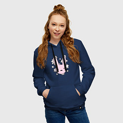 Толстовка-худи хлопковая женская Bad Bunny Floral Bunny, цвет: тёмно-синий — фото 2