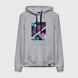 Толстовка-худи хлопковая женская Джотаро Куджо из ДжоДжо, цвет: меланж