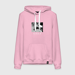 Толстовка-худи хлопковая женская Самурай Никогда не сдавайся, цвет: светло-розовый