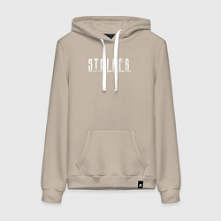 Толстовка-худи хлопковая женская S T A L K E R - Logo, цвет: миндальный