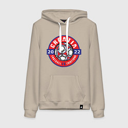 Толстовка-худи хлопковая женская Croatia 2022, цвет: миндальный