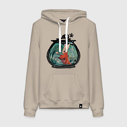 Толстовка-худи хлопковая женская Хорнет и ткачи, цвет: миндальный