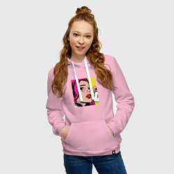 Толстовка-худи хлопковая женская Девушка в стиле ПОП Арт Girl Pop Art, цвет: светло-розовый — фото 2