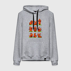 Толстовка-худи хлопковая женская Йога красной панды, цвет: меланж