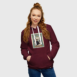 Толстовка-худи хлопковая женская Dutch Skate Cocoa Винтажная реклама, цвет: меланж-бордовый — фото 2
